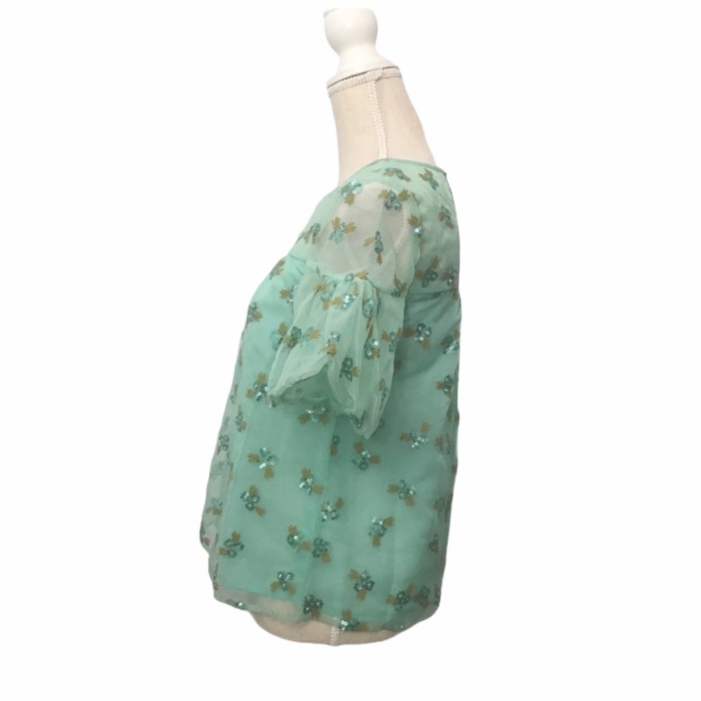 Anthropologie 0 Sabine Beaded Mint Blouse Top NWT - Picture 4 of 8